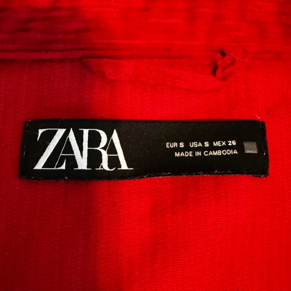 Zara Red Lightweight Shirt Jacket with Collared Neckline - Picture 2 of 3
